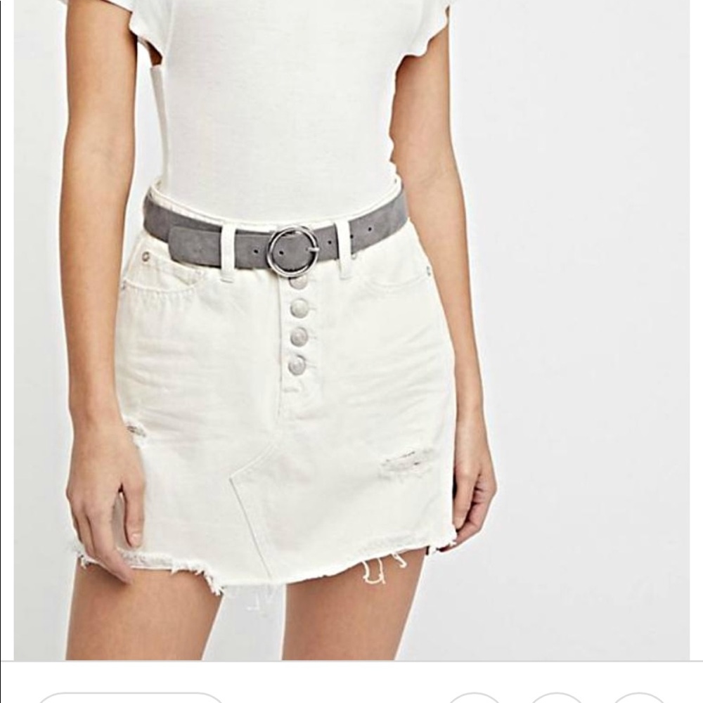 Free People denim A-Line skirt white size 25 NEW